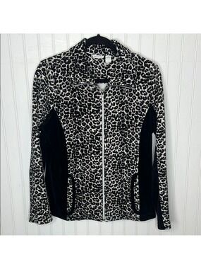 Zenergy by Chicos Black Leopard Print Jacket Size 1 =8
